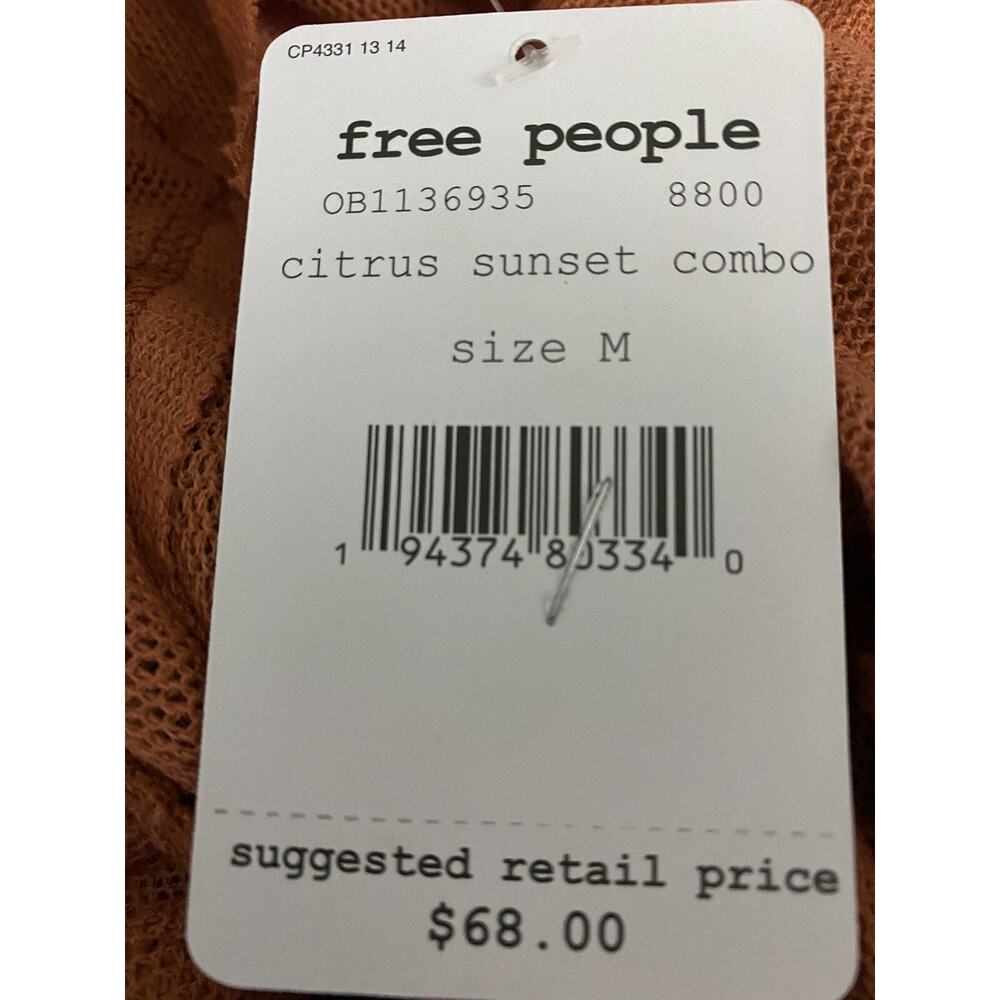 FREE PEOPLE Women Orange Acid Wash Sleeveless Scoop Neck Tank Top Size M A002069 - Picture 7 of 7